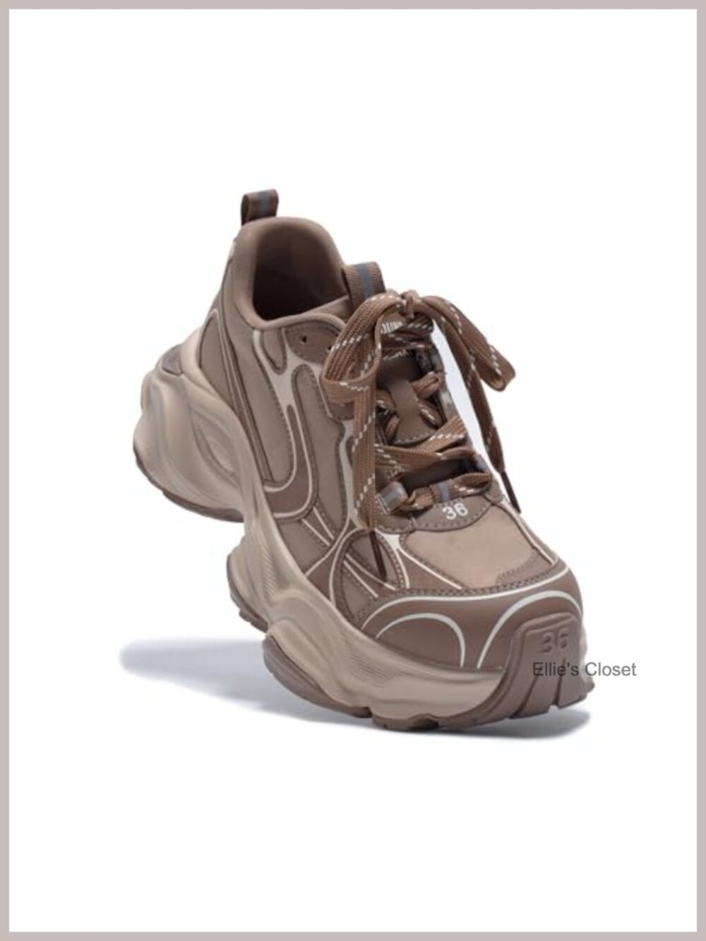 Leather and Fabric Chunky Sneakers Lace-Up Platform Walking Running Shoes